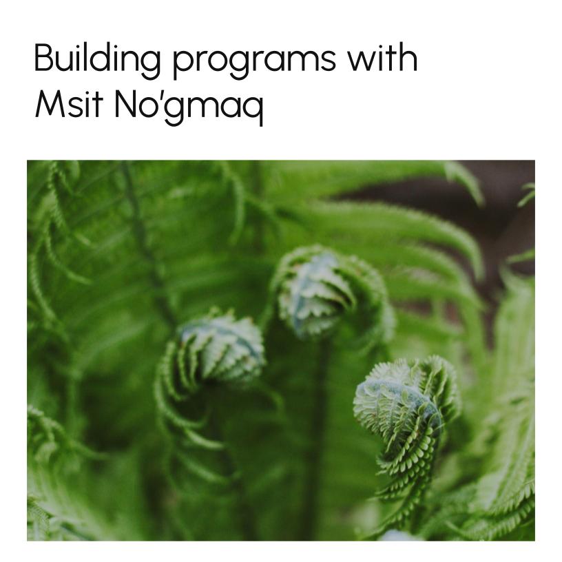Building Programs with Msit No’gmaq (all my relations)